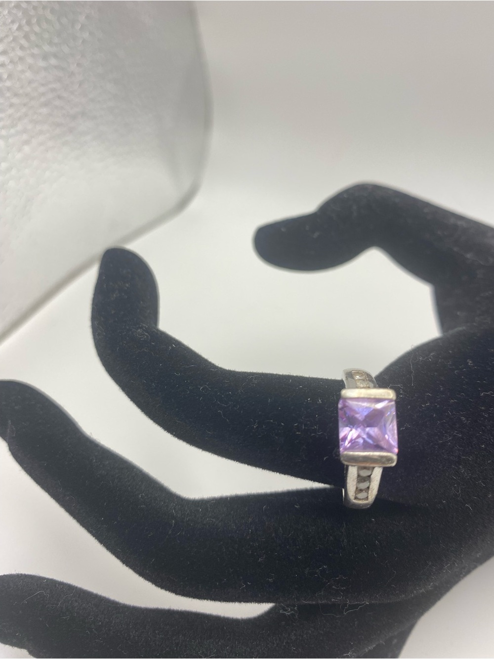FAS 925 Sterling Silver Square Princess Cut Lavender Amethyst CZ Ring